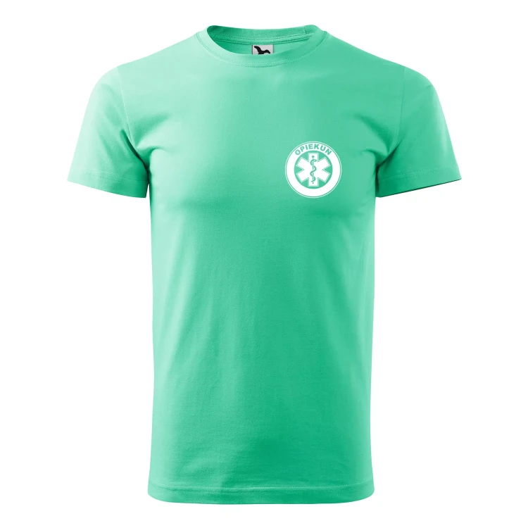 Koszulka z krótkim rękawem z logo na sercu i plecach męska z nadrukiem OPIEKUN 160g BASIC 129 koszulka krótki rękaw WSZYSTKIE KOLORY (8).webp