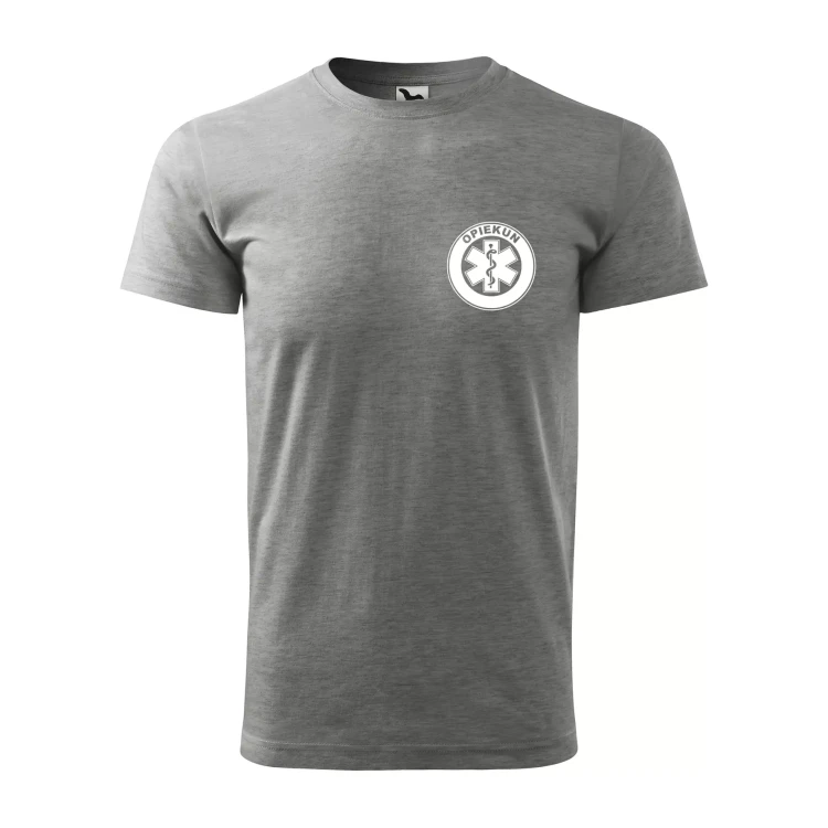 Koszulka z krótkim rękawem z logo na sercu i plecach męska z nadrukiem OPIEKUN 160g BASIC 129 koszulka krótki rękaw WSZYSTKIE KOLORY (29).webp