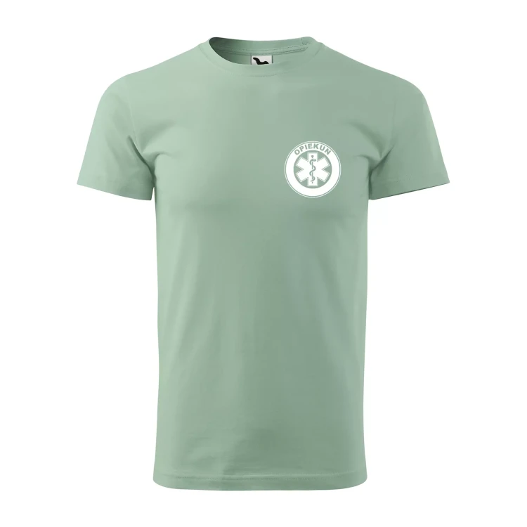 Koszulka z krótkim rękawem z logo na sercu i plecach męska z nadrukiem OPIEKUN 160g BASIC 129 koszulka krótki rękaw WSZYSTKIE KOLORY (37).webp