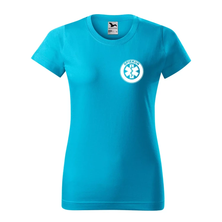 Koszulka damska BASIC 134 medyczna z krótkim rękawem z logo na sercu i plecach z nadrukiem OPIEKUN logo 160 gm² koszulka krótki rękaw WSZYSTKIE KOLORY (5).webp