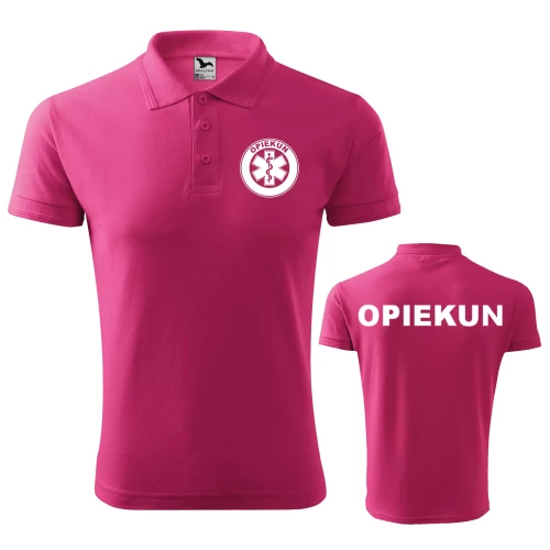 Koszulka polo męska z logo na sercu i plecach z nadrukiem OPIEKUN 200g Pique Polo 203 koszulka polo WSZYSTKIE KOLORY (33).webp