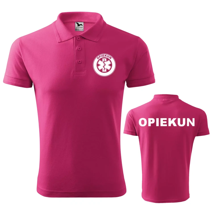 Koszulka polo męska z logo na sercu i plecach z nadrukiem OPIEKUN 200g Pique Polo 203 koszulka polo WSZYSTKIE KOLORY (33).webp