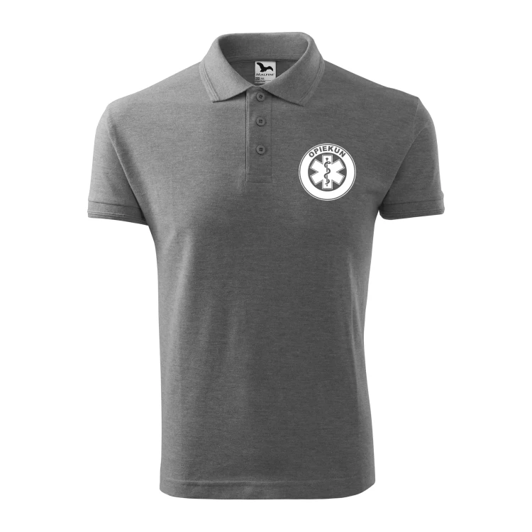 Koszulka polo męska z logo na sercu i plecach z nadrukiem OPIEKUN 200g Pique Polo 203 koszulka polo WSZYSTKIE KOLORY (26).webp