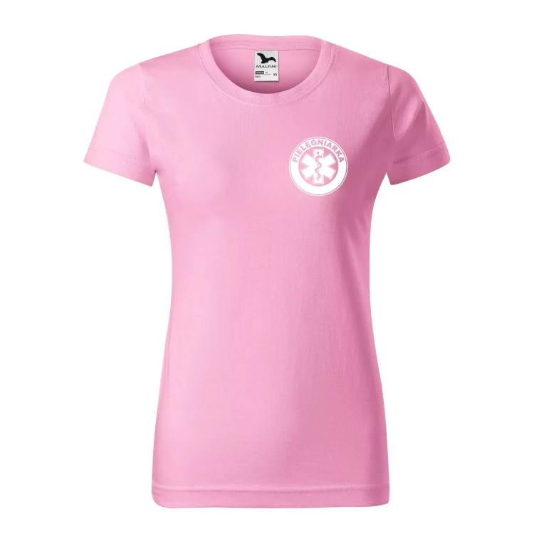 Koszulka damska BASIC 134 medyczna z krótkim rękawem z logo na sercu i plecach z nadrukiem PIELĘGNIARKA logo 160 gm² koszulka krótki rękaw WSZYSTKIE KOLORY ( (7).webp