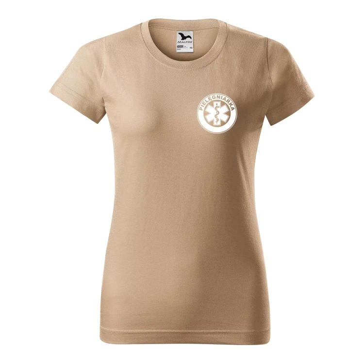 Koszulka damska BASIC 134 medyczna z krótkim rękawem z logo na sercu i plecach z nadrukiem PIELĘGNIARKA logo 160 gm² koszulka krótki rękaw WSZYSTKIE KOLORY ( (9).webp