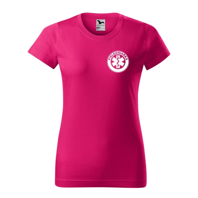 Koszulka damska BASIC 134 medyczna z krótkim rękawem z logo na sercu i plecach z nadrukiem PIELĘGNIARKA logo 160 gm² koszulka krótki rękaw WSZYSTKIE KOLORY ( (14).webp