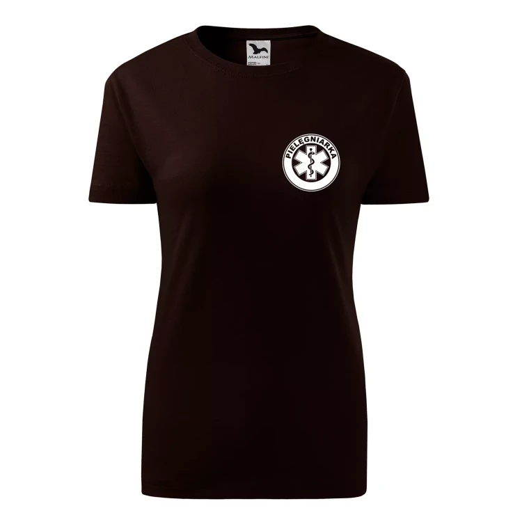 Koszulka damska BASIC 134 medyczna z krótkim rękawem z logo na sercu i plecach z nadrukiem PIELĘGNIARKA logo 160 gm² koszulka krótki rękaw WSZYSTKIE KOLORY ( (18).webp