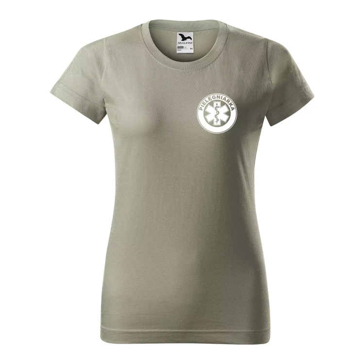 Koszulka damska BASIC 134 medyczna z krótkim rękawem z logo na sercu i plecach z nadrukiem PIELĘGNIARKA logo 160 gm² koszulka krótki rękaw WSZYSTKIE KOLORY ( (19).webp