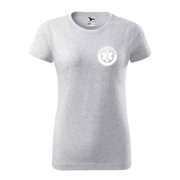 Koszulka damska BASIC 134 medyczna z krótkim rękawem z logo na sercu i plecach z nadrukiem PIELĘGNIARKA logo 160 gm² koszulka krótki rękaw WSZYSTKIE KOLORY ( (20).webp