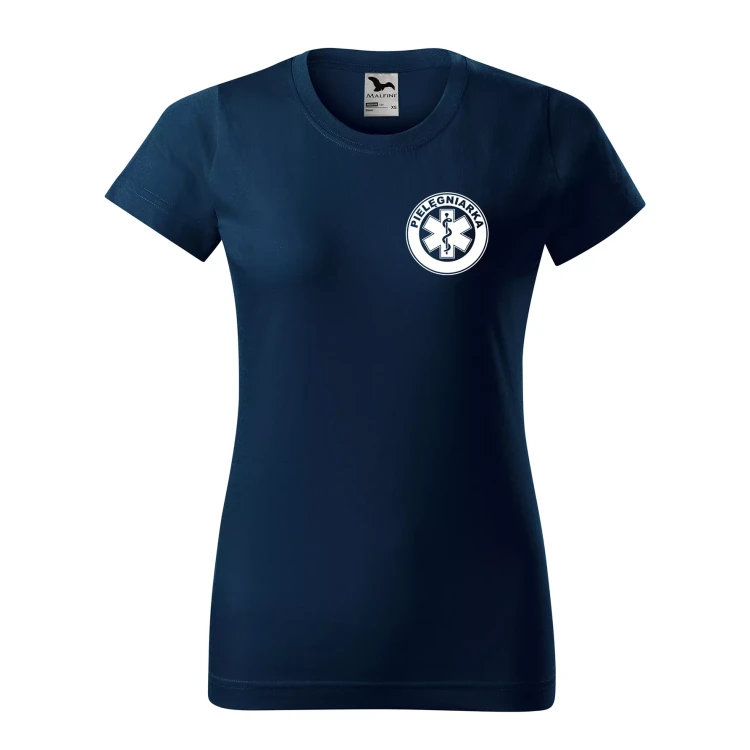 Koszulka damska BASIC 134 medyczna z krótkim rękawem z logo na sercu i plecach z nadrukiem PIELĘGNIARKA logo 160 gm² koszulka krótki rękaw WSZYSTKIE KOLORY ( (22).webp