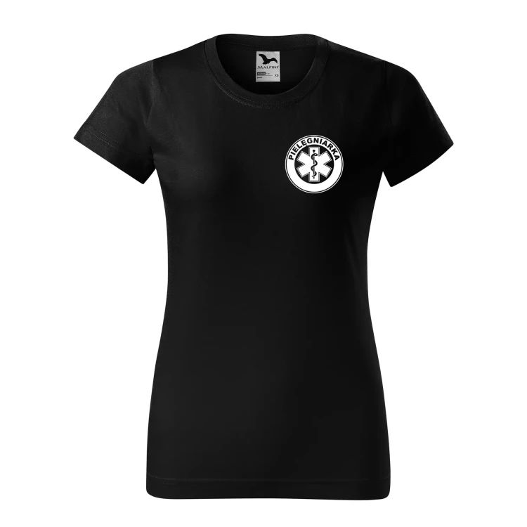 Koszulka damska BASIC 134 medyczna z krótkim rękawem z logo na sercu i plecach z nadrukiem PIELĘGNIARKA logo 160 gm² koszulka krótki rękaw WSZYSTKIE KOLORY ( (30).webp