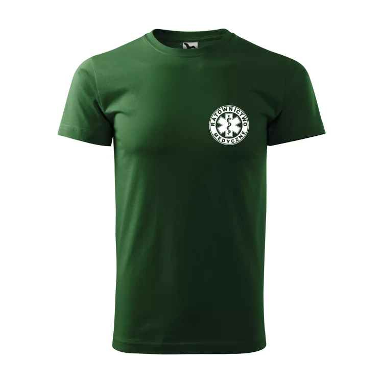 Koszulka z krótkim rękawem z logo na sercu i plecach męska z nadrukiem RATOWNICTWO MEDYCZNE 160g BASIC 129 koszulka krótki rękaw WSZYSTKIE KOLORY (2).webp