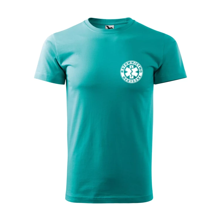 Koszulka z krótkim rękawem z logo na sercu i plecach męska z nadrukiem RATOWNICTWO MEDYCZNE 160g BASIC 129 koszulka krótki rękaw WSZYSTKIE KOLORY (4).webp