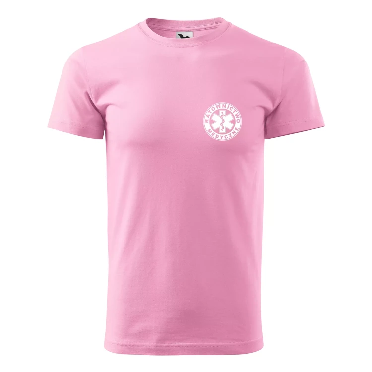 Koszulka z krótkim rękawem z logo na sercu i plecach męska z nadrukiem RATOWNICTWO MEDYCZNE 160g BASIC 129 koszulka krótki rękaw WSZYSTKIE KOLORY (5).webp