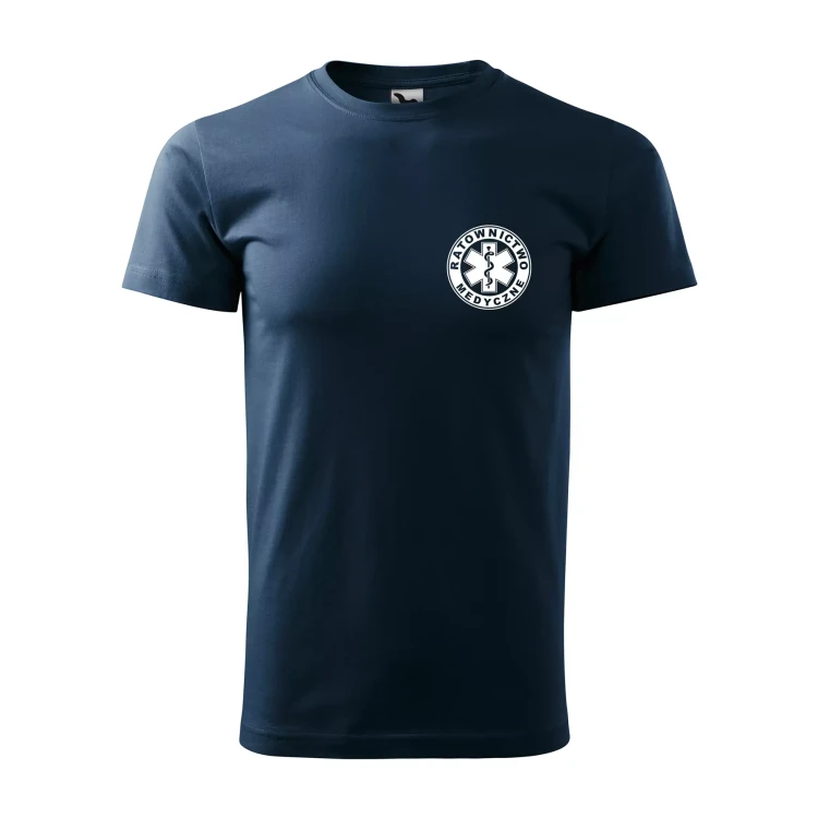 Koszulka z krótkim rękawem z logo na sercu i plecach męska z nadrukiem RATOWNICTWO MEDYCZNE 160g BASIC 129 koszulka krótki rękaw WSZYSTKIE KOLORY (20).webp