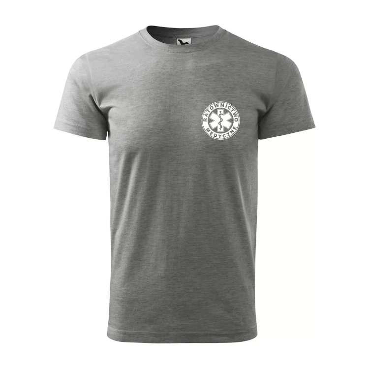 Koszulka z krótkim rękawem z logo na sercu i plecach męska z nadrukiem RATOWNICTWO MEDYCZNE 160g BASIC 129 koszulka krótki rękaw WSZYSTKIE KOLORY (30).webp