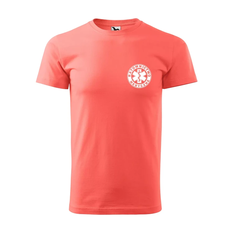 Koszulka z krótkim rękawem z logo na sercu i plecach męska z nadrukiem RATOWNICTWO MEDYCZNE 160g BASIC 129 koszulka krótki rękaw WSZYSTKIE KOLORY (31).webp