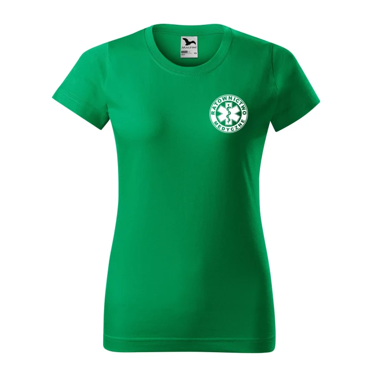 Koszulka damska BASIC 134 medyczna z krótkim rękawem z logo na sercu i plecach z nadrukiem RATOWNICTWO MEDYCZNE logo 160 gm² koszulka krótki rękaw WS (4).webp