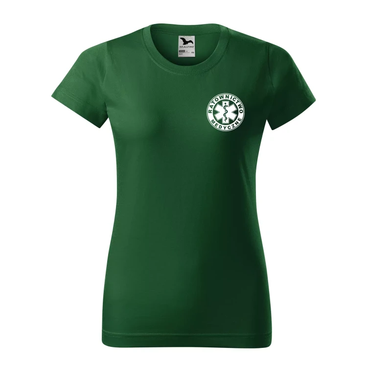Koszulka damska BASIC 134 medyczna z krótkim rękawem z logo na sercu i plecach z nadrukiem RATOWNICTWO MEDYCZNE logo 160 gm² koszulka krótki rękaw WS (5).webp