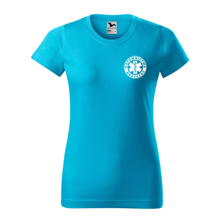 Koszulka damska BASIC 134 medyczna z krótkim rękawem z logo na sercu i plecach z nadrukiem RATOWNICTWO MEDYCZNE logo 160 gm² koszulka krótki rękaw WS (6).webp