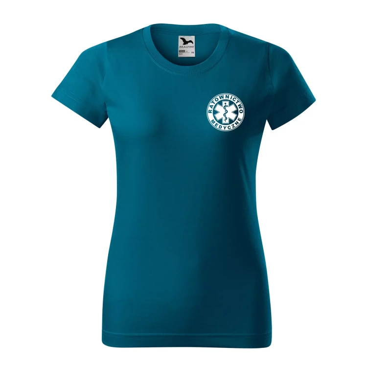 Koszulka damska BASIC 134 medyczna z krótkim rękawem z logo na sercu i plecach z nadrukiem RATOWNICTWO MEDYCZNE logo 160 gm² koszulka krótki rękaw WS (11).webp