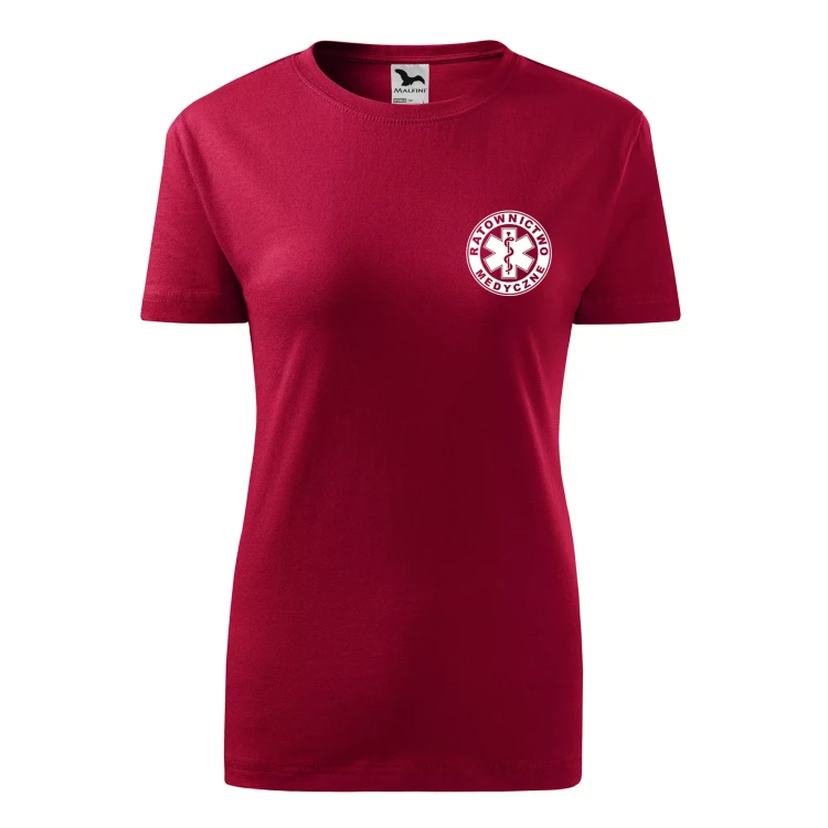 Koszulka damska BASIC 134 medyczna z krótkim rękawem z logo na sercu i plecach z nadrukiem RATOWNICTWO MEDYCZNE logo 160 gm² koszulka krótki rękaw WS (13).webp