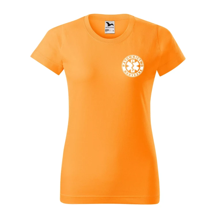 Koszulka damska BASIC 134 medyczna z krótkim rękawem z logo na sercu i plecach z nadrukiem RATOWNICTWO MEDYCZNE logo 160 gm² koszulka krótki rękaw WS (14).webp