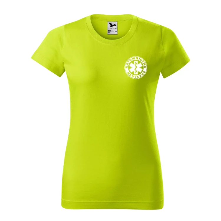 Koszulka damska BASIC 134 medyczna z krótkim rękawem z logo na sercu i plecach z nadrukiem RATOWNICTWO MEDYCZNE logo 160 gm² koszulka krótki rękaw WS (16).webp