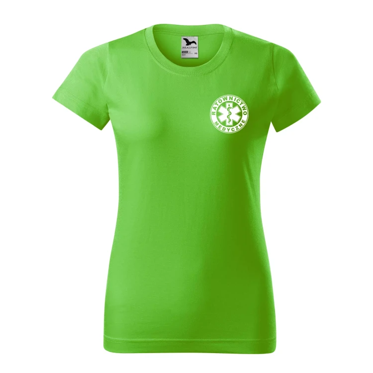 Koszulka damska BASIC 134 medyczna z krótkim rękawem z logo na sercu i plecach z nadrukiem RATOWNICTWO MEDYCZNE logo 160 gm² koszulka krótki rękaw WS (22).webp