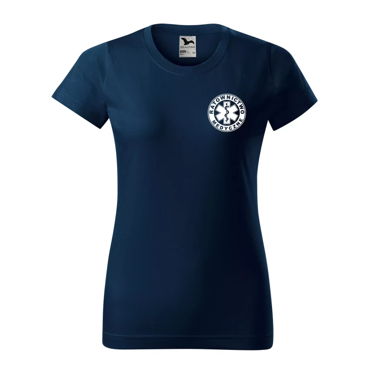 Koszulka damska BASIC 134 medyczna z krótkim rękawem z logo na sercu i plecach z nadrukiem RATOWNICTWO MEDYCZNE logo 160 gm² koszulka krótki rękaw WS (23).webp