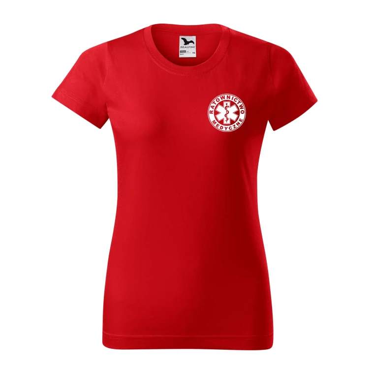 Koszulka damska BASIC 134 medyczna z krótkim rękawem z logo na sercu i plecach z nadrukiem RATOWNICTWO MEDYCZNE logo 160 gm² koszulka krótki rękaw WS (29).webp