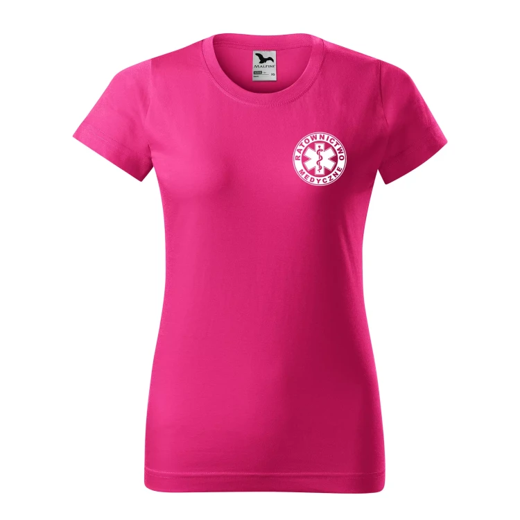Koszulka damska BASIC 134 medyczna z krótkim rękawem z logo na sercu i plecach z nadrukiem RATOWNICTWO MEDYCZNE logo 160 gm² koszulka krótki rękaw WS (30).webp