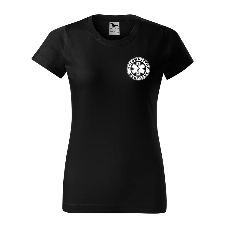 Koszulka damska BASIC 134 medyczna z krótkim rękawem z logo na sercu i plecach z nadrukiem RATOWNICTWO MEDYCZNE logo 160 gm² koszulka krótki rękaw WS (31).webp