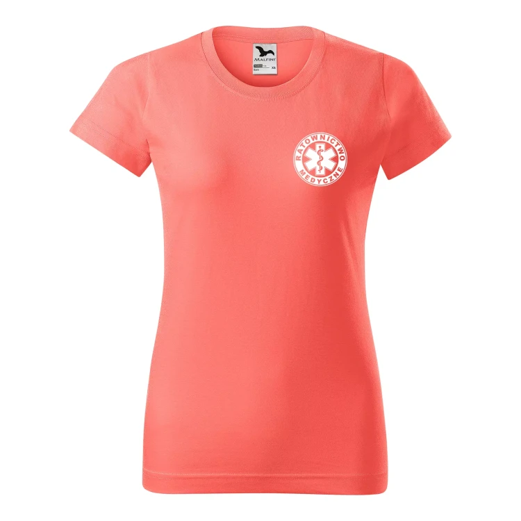 Koszulka damska BASIC 134 medyczna z krótkim rękawem z logo na sercu i plecach z nadrukiem RATOWNICTWO MEDYCZNE logo 160 gm² koszulka krótki rękaw WS (33).webp
