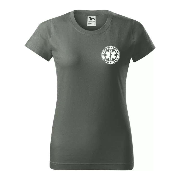Koszulka damska BASIC 134 medyczna z krótkim rękawem z logo na sercu i plecach z nadrukiem RATOWNICTWO MEDYCZNE logo 160 gm² koszulka krótki rękaw WS (34).webp