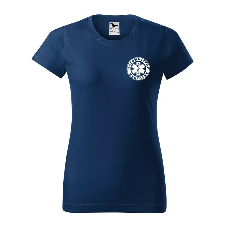 Koszulka damska BASIC 134 medyczna z krótkim rękawem z logo na sercu i plecach z nadrukiem RATOWNICTWO MEDYCZNE logo 160 gm² koszulka krótki rękaw WS (36).webp