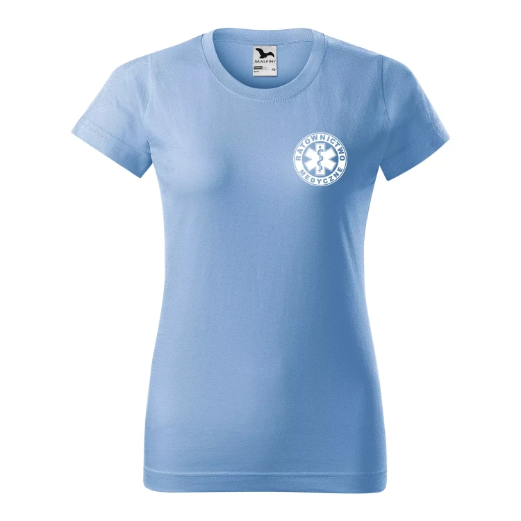 Koszulka damska BASIC 134 medyczna z krótkim rękawem z logo na sercu i plecach z nadrukiem RATOWNICTWO MEDYCZNE logo 160 gm² koszulka krótki rękaw WS (38).webp