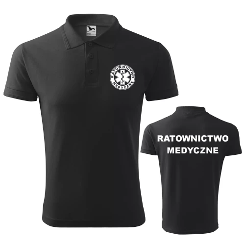 Koszulka polo męska z logo na sercu i plecach z nadrukiem RATOWNICTWO MEDYCZNE 200g Pique Polo 203 koszulka polo WSZYSTKIE KOLORY.webp
