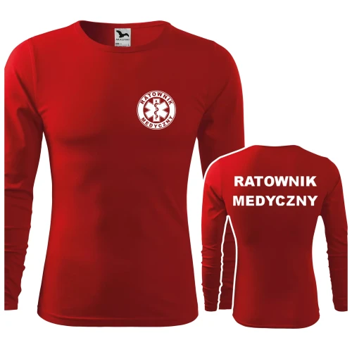 Koszulka męska z długim rękawem Fit-T LS 119 160gm² z nadrukiem RATOWNIK MEDYCZNY na sercu i plecach WSZYSTKIE KOLORY (1).webp