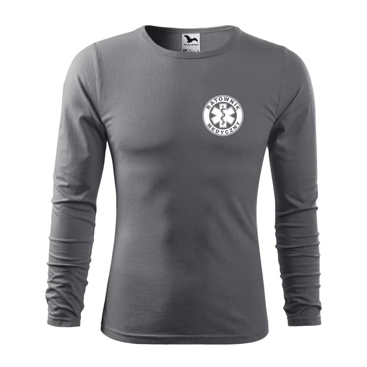 Koszulka męska z długim rękawem Fit-T LS 119 160gm² z nadrukiem RATOWNIK MEDYCZNY na sercu i plecach WSZYSTKIE KOLORY (2).webp