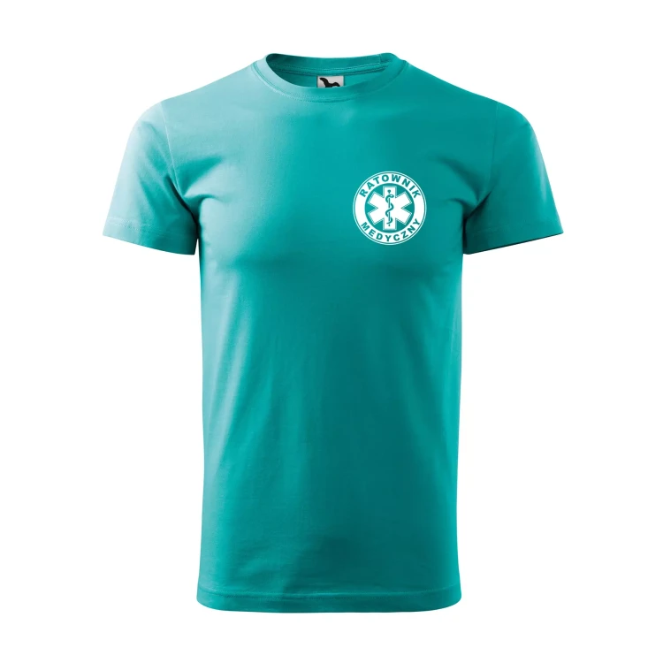 Koszulka z krótkim rękawem z logo na sercu i plecach męska z nadrukiem RATOWNIK MEDYCZNY 160g BASIC 129 koszulka krótki rękaw WSZYSTKIE KOLORY (4).webp