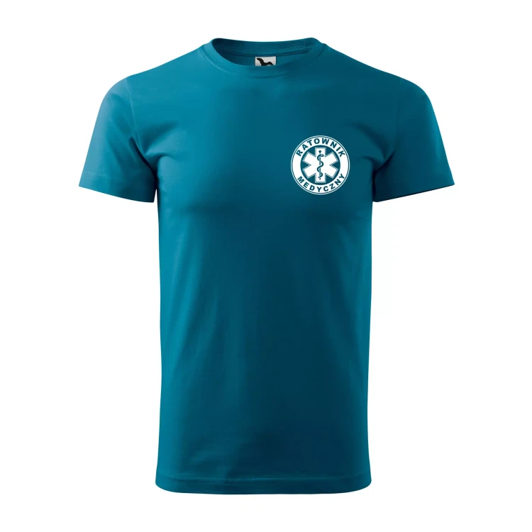Koszulka z krótkim rękawem z logo na sercu i plecach męska z nadrukiem RATOWNIK MEDYCZNY 160g BASIC 129 koszulka krótki rękaw WSZYSTKIE KOLORY (7).webp