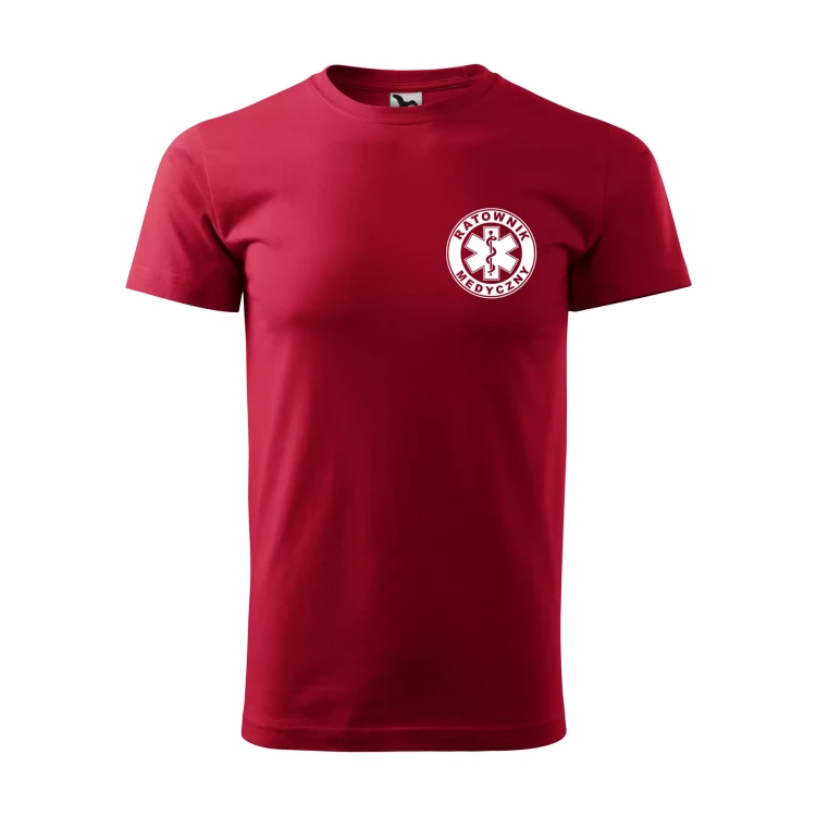 Koszulka z krótkim rękawem z logo na sercu i plecach męska z nadrukiem RATOWNIK MEDYCZNY 160g BASIC 129 koszulka krótki rękaw WSZYSTKIE KOLORY (10).webp