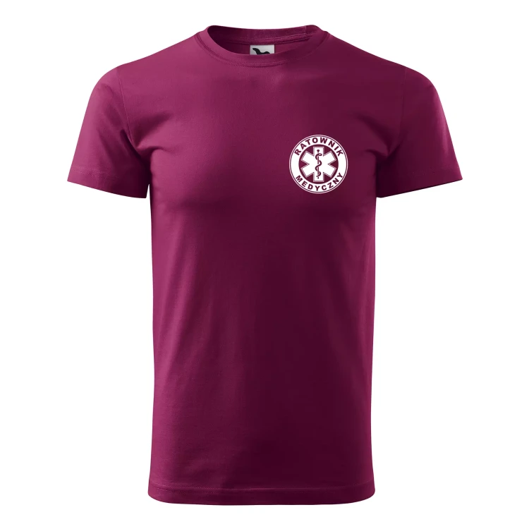 Koszulka z krótkim rękawem z logo na sercu i plecach męska z nadrukiem RATOWNIK MEDYCZNY 160g BASIC 129 koszulka krótki rękaw WSZYSTKIE KOLORY (21).webp