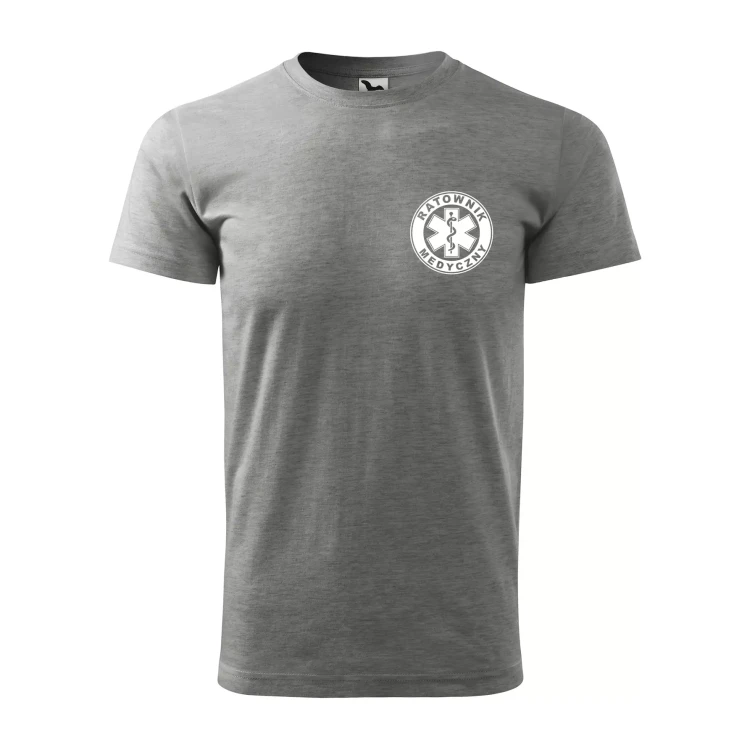 Koszulka z krótkim rękawem z logo na sercu i plecach męska z nadrukiem RATOWNIK MEDYCZNY 160g BASIC 129 koszulka krótki rękaw WSZYSTKIE KOLORY (30).webp