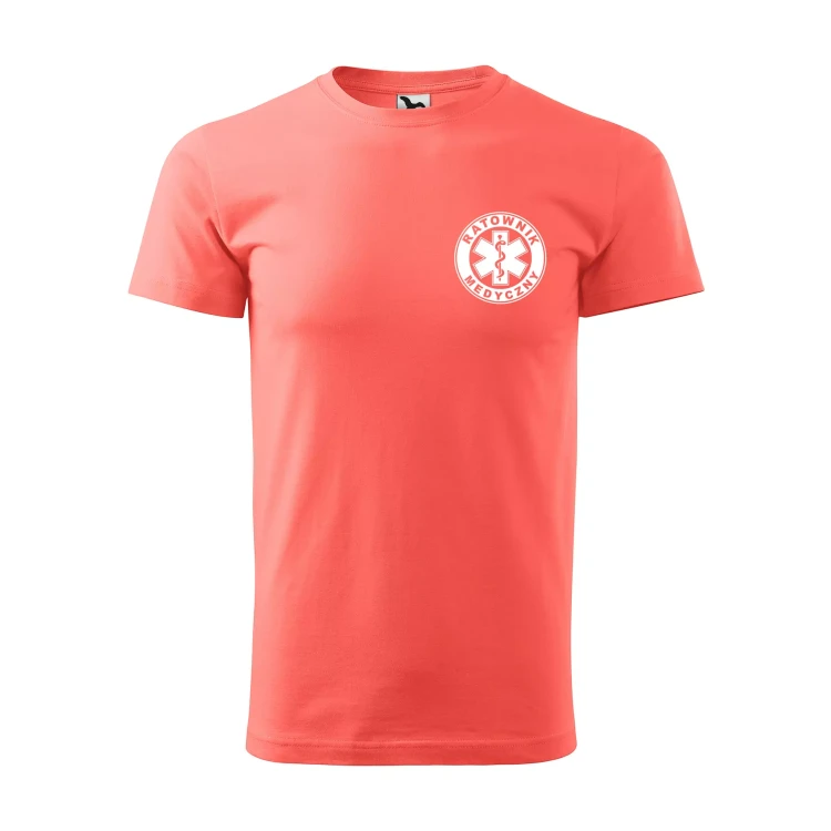 Koszulka z krótkim rękawem z logo na sercu i plecach męska z nadrukiem RATOWNIK MEDYCZNY 160g BASIC 129 koszulka krótki rękaw WSZYSTKIE KOLORY (31).webp