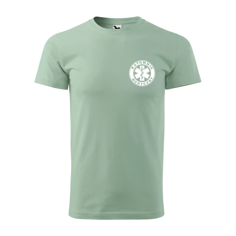 Koszulka z krótkim rękawem z logo na sercu i plecach męska z nadrukiem RATOWNIK MEDYCZNY 160g BASIC 129 koszulka krótki rękaw WSZYSTKIE KOLORY (38).webp