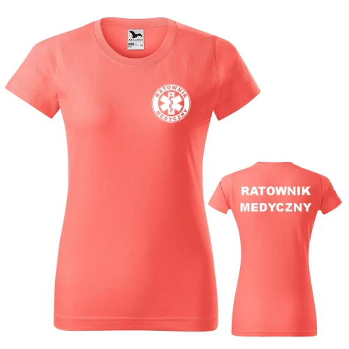 Koszulka damska BASIC 134 medyczna z krótkim rękawem z logo na sercu i plecach z nadrukiem RATOWNIK MEDYCZNY logo 160 gm² koszulka krótki rękaw WSZYSTKI (39).webp