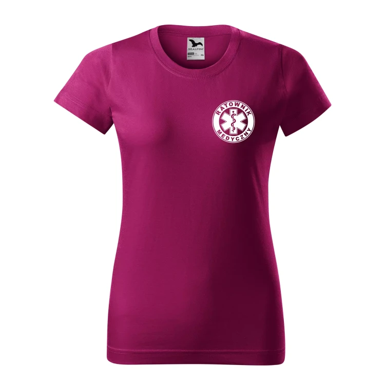 Koszulka damska BASIC 134 medyczna z krótkim rękawem z logo na sercu i plecach z nadrukiem RATOWNIK MEDYCZNY logo 160 gm² koszulka krótki rękaw WSZYSTKI (24).webp