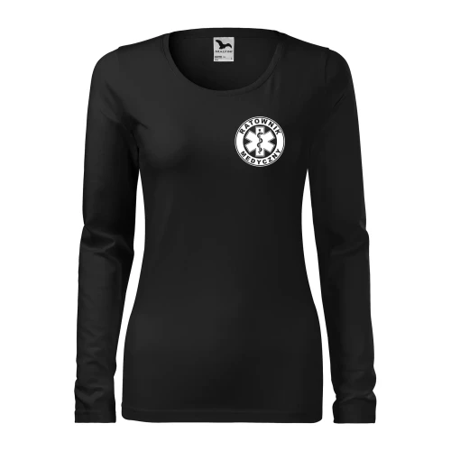 Koszulka damska z długim rękawem Slim 139 z logo własnym nadrukiem RATOWNIK MEDYCZNY na sercu i plecach odzież reklamowa 180 gm² WSZYSTKIE KOLORY (2).webp